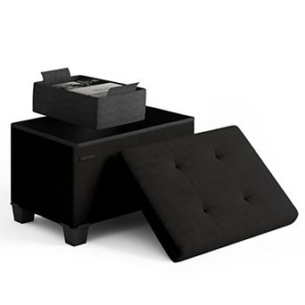 Nestl 16-Inch Velvet Cube Storage Ottoman with Bin, Small Foot Stool & Seat for Living Room