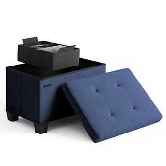 Nestl 16-Inch Velvet Cube Storage Ottoman with Bin, Small Foot Stool & Seat for Living Room