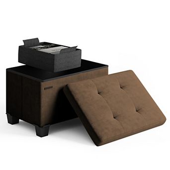 Nestl 16-Inch Velvet Cube Storage Ottoman with Bin, Small Foot Stool & Seat for Living Room