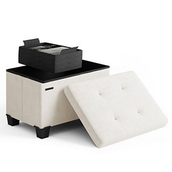Nestl 16-Inch Velvet Cube Storage Ottoman with Bin, Small Foot Stool & Seat for Living Room