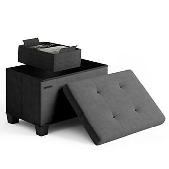 Nestl 16-Inch Velvet Cube Storage Ottoman with Bin, Small Foot Stool & Seat for Living Room