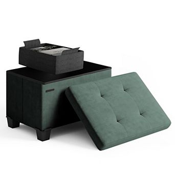 Nestl 16-Inch Velvet Cube Storage Ottoman with Bin, Small Foot Stool & Seat for Living Room