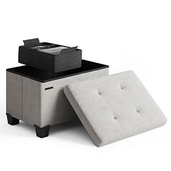 Nestl 16-Inch Velvet Cube Storage Ottoman with Bin, Small Foot Stool & Seat for Living Room