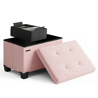 Nestl 16-Inch Velvet Cube Storage Ottoman with Bin, Small Foot Stool & Seat for Living Room