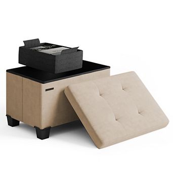 Nestl 16-Inch Velvet Cube Storage Ottoman with Bin, Small Foot Stool & Seat for Living Room