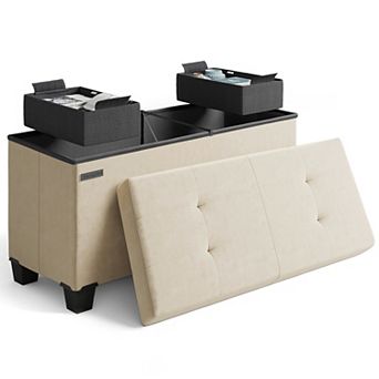 Nestl 30-Inch Velvet Storage Ottoman with Bin, Small Foot Stool & Seat for Living Room