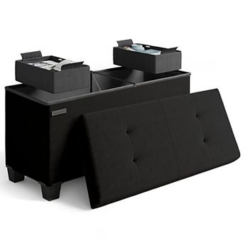 Nestl 30-Inch Velvet Storage Ottoman with Bin, Small Foot Stool & Seat for Living Room