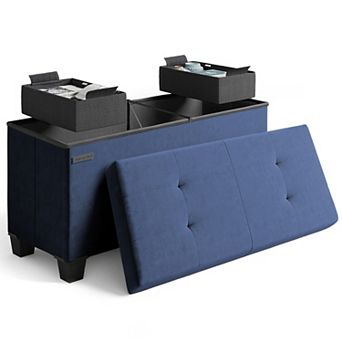 Nestl 30-Inch Velvet Storage Ottoman with Bin, Small Foot Stool & Seat for Living Room