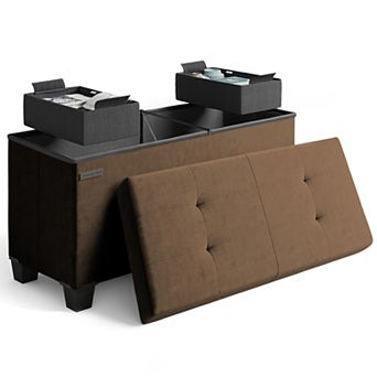 Nestl 30-Inch Velvet Storage Ottoman with Bin, Small Foot Stool & Seat for Living Room
