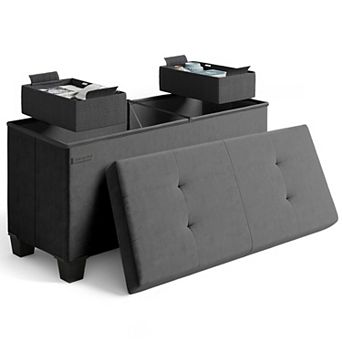 Nestl 30-Inch Velvet Storage Ottoman with Bin, Small Foot Stool & Seat for Living Room