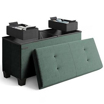 Nestl 30-Inch Velvet Storage Ottoman with Bin, Small Foot Stool & Seat for Living Room