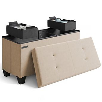 Nestl 30-Inch Velvet Storage Ottoman with Bin, Small Foot Stool & Seat for Living Room