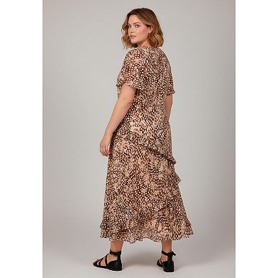 Avenue Women's Plus Size Maxi Ruffle Dress