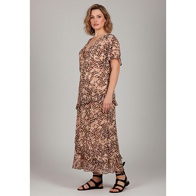 Avenue Women's Plus Size Maxi Ruffle Dress