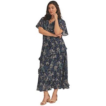 Avenue Women's Plus Size Maxi Ruffle Dress