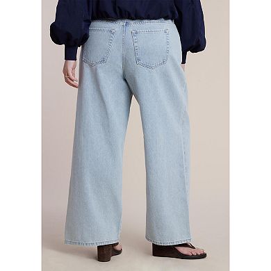 ELOQUII Women's Plus Size Snap Front Midrise Jean