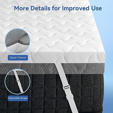Maxspeed Extra Firm Mattress Topper 4 Inch Memory Foam Bed Topper, Removable & Washable & Non-Slip