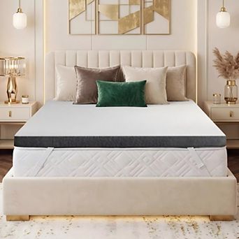 Opoiar 4" Extra Firm King Mattress Topper, Back Pain Relief, Breathable Cover, Anti-Slip Straps