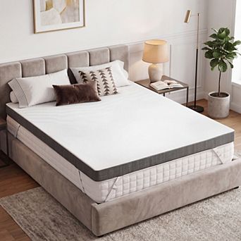Maxspeed 3" Extra Firm Memory Foam Mattress Topper, Washable Cover, Anti-Slip Straps