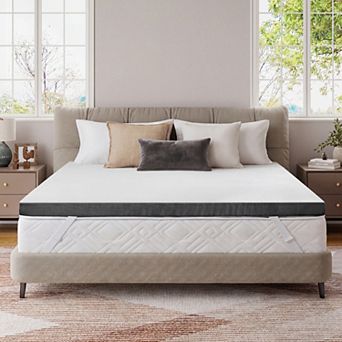 Opoiar 4" Extra Firm King Mattress Topper, Back Pain Relief, Breathable Cover, Anti-Slip Straps