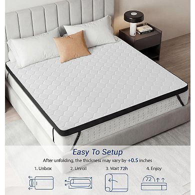 Maxspeed 3" Dual-Sided Flippable Memory Foam Mattress Topper, Medium Firm, Washable Cover