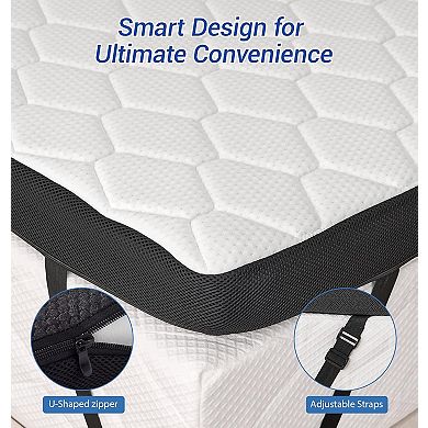 Maxspeed 3" Dual-Sided Flippable Memory Foam Mattress Topper, Medium Firm, Washable Cover