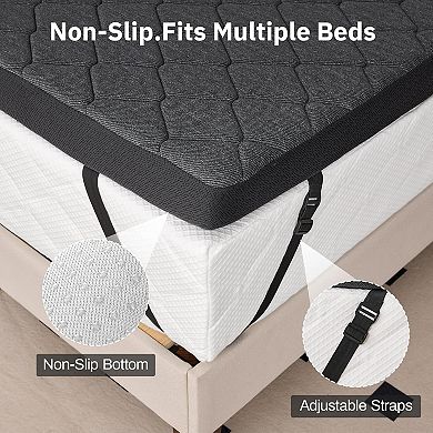 Maxspeed 3" Extra Firm Mattress Topper, High-Density Memory Foam, Nonslip Removable Washable Cover