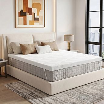 Maxspeed 3" Extra Firm Gel Memory Foam Mattress Topper, Removable Washable Cover, Anti-Slip Straps