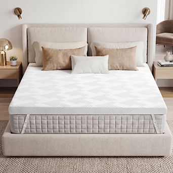 Maxspeed 4" Extra Firm Gel Memory Foam Mattress Topper, Removable Washable Cover, Anti-Slip Straps
