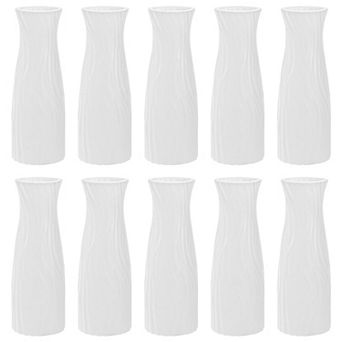 10 Pack Composite Plastic Flower Vase White Conic Home Decor Centerpieces Small Unbreakable