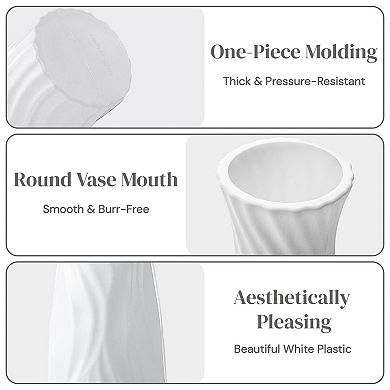10 Pack Composite Plastic Flower Vase White Conic Home Decor Centerpieces Small Unbreakable