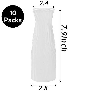 10 Pack Composite Plastic Flower Vase White Conic Home Decor Centerpieces Small Unbreakable