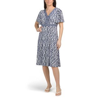 Flutter Sleeve Flare Dress Midi