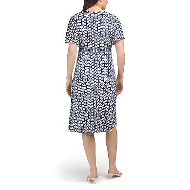Flutter Sleeve Flare Dress Midi