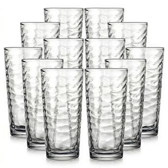 10 Pack 17 Oz Wave Ribbed Highball Glass Set Durable Drinkware For Home Bar