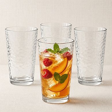 10 Pack 17 Oz Wave Ribbed Highball Glass Set Durable Drinkware For Home Bar