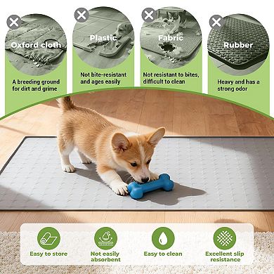 Extra Large 34x22 Inch Machine Washable Silicone Pet Food Mat Waterproof Non-slip Floor Protector