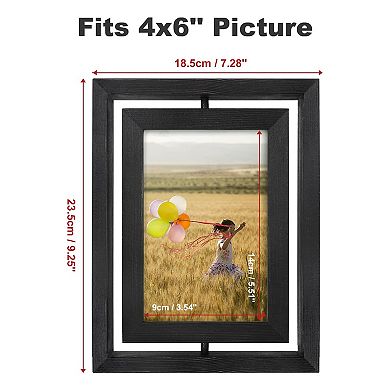2 Pack Rotating Picture Frames Double-Sided Display HD Glass Wooden Distressed Frame Vertical