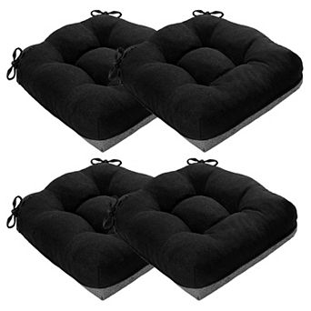 Set of 4 Dining Chair Cushions Shredded Memory Foam Non-slip Thick Tufted Comfort Seat Pads