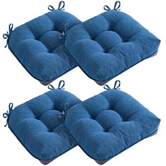 Set of 4 Dining Chair Cushions Shredded Memory Foam Non-slip Thick Tufted Comfort Seat Pads