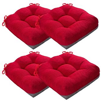 Set of 4 Dining Chair Cushions Shredded Memory Foam Non-slip Thick Tufted Comfort Seat Pads
