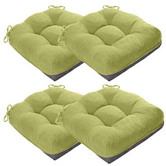 Set of 4 Dining Chair Cushions Shredded Memory Foam Non-slip Thick Tufted Comfort Seat Pads