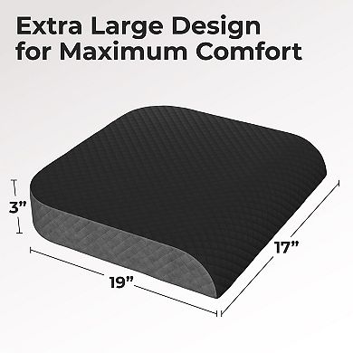 Extra Large Memory Foam Seat Cushion Plush Cover Carry Handle Nonskid Bottom