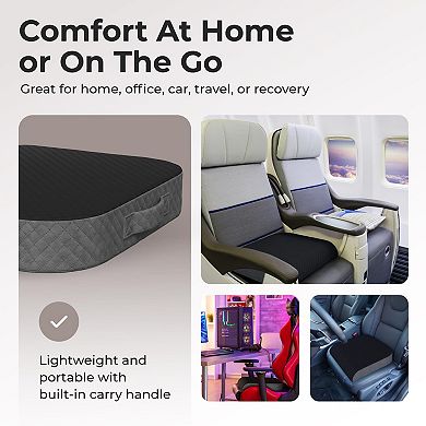 Extra Large Memory Foam Seat Cushion Plush Cover Carry Handle Nonskid Bottom