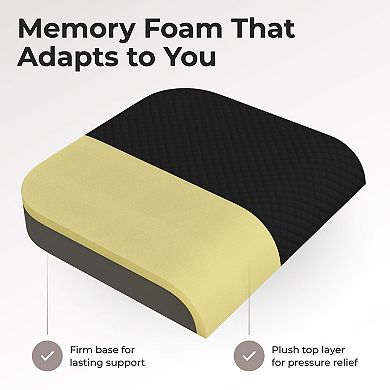Extra Large Memory Foam Seat Cushion Plush Cover Carry Handle Nonskid Bottom