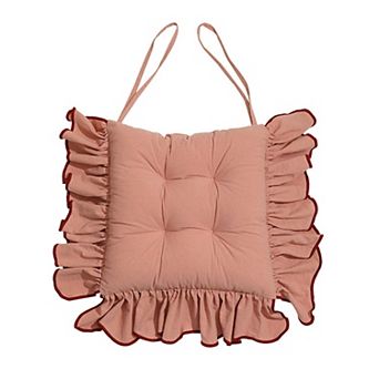 Cotton Ruffles Chair Cushion Soft Seat Pads With Ties Non Slip Machine Washable Multi Functional