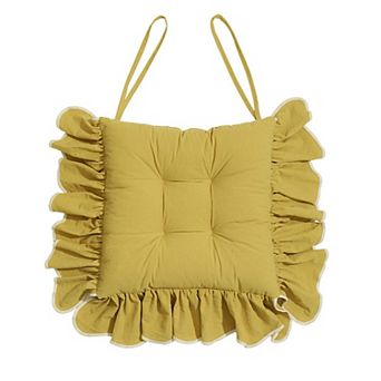 Cotton Ruffles Chair Cushion Soft Seat Pads With Ties Non Slip Machine Washable Multi Functional