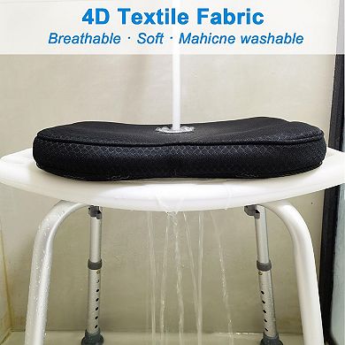 Shower Seat Cushion 4D Mesh Anti-Slip Silicone Bottom Thick Comfortable Easy Clean Bath Chair Pad