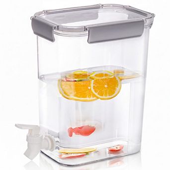 1.2 Gallon Plastic Drink Dispenser with Spigot Cold Beverage Container for Iced Tea Lemonade Coffee