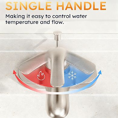 Bathroom Faucet Single Handle Low Arc 4 Inch Centerset Brushed Sink Mixer Tap With Pop Up Drain